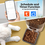 QUOYA Smart Automatic Feeder, LARGE (6L Food Tank) 【Timer/Schedule feature, voice and app control, Portion size adjustment】Compatible with Alexa, google, siri for Dogs and Cats