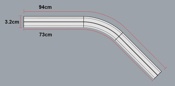 Quoya QL600/AT5810 Aluminium 135-degree bend set