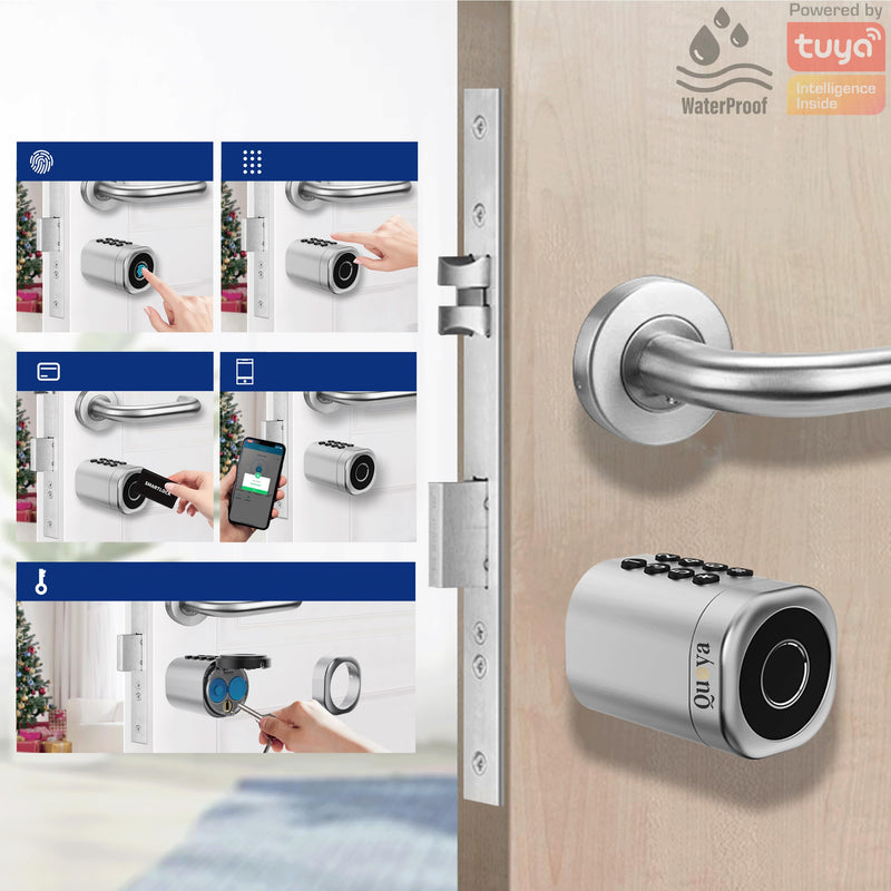 QUOYA K2 Smart Euro Cylinder Door Lock Keyless Security Entry 5 in 1 Quoya Living