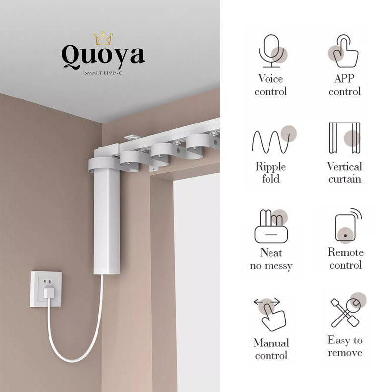 Quoya Slimme elektrische gordijnrail - 90 graden bochtset (VOOR MODEL AT5810 en QL600) (NIET COMPATIBEL MET QL500 Quoya Slimme elektrische gordijnrail - 90 graden bochtset (VOOR MODEL AT5810 en QL600) (NIET COMPATIBEL MET QL500